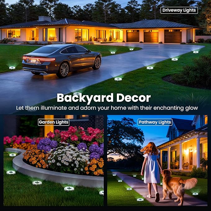 SOLPEX Solar Ground Lights 20 Pack, Solar Pathway Lights Outdoor Waterproof, Landscape Lighting for Garden, Walkway, Driveway, Yard, Deck, Patio, Swimming Pool (Cool White)
