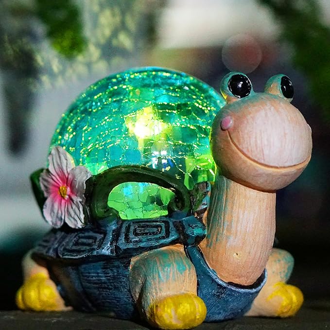 SunKite Garden Turtle Outdoor Statues Solar Garden Lights Resin Snail Figurine Garden Decorations for Patio Yard Lawn Ornament Housewarming Birthday Gift for Mom