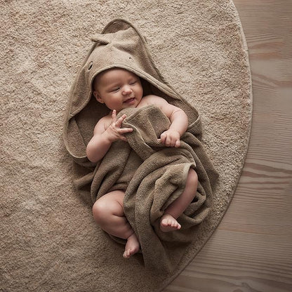 Hooded Baby Towels - 100% Organic Cotton Baby Bath Towels for Baby Boy, 32" x 32" Super-Soft and Absorbent Baby Towels for Newborn (Dino - Green Moss)