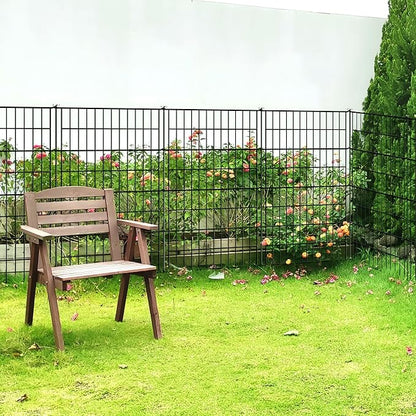 Garden Fence 40 inch H x 28 inch W (10 Panels, Total Length 23 ft) Metal Decorative Fence No Dig Rustproof Animal Barrier Fencing for Dog, Rabbits, and Patio,Yard