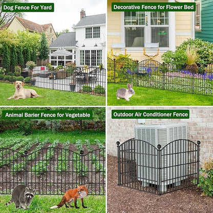 No Dig Decorative Garden Fence Animal Barrier - 5 Panels - 24 in (H) x 10 ft (L) - Dog Fence Outdoor for Yard, Rabbits and Small Pets - Tall Rustproof Metal Wire Fencing Border for Garden and Patio