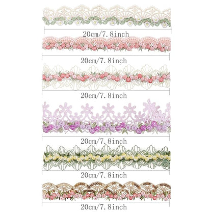 Baby Girl Flower Hair Bows Nylon Headbands, 6PCS Stretchy Soft Floral Hairbands Crown, Handmade Hair Accessories for Newborn Infant Toddler