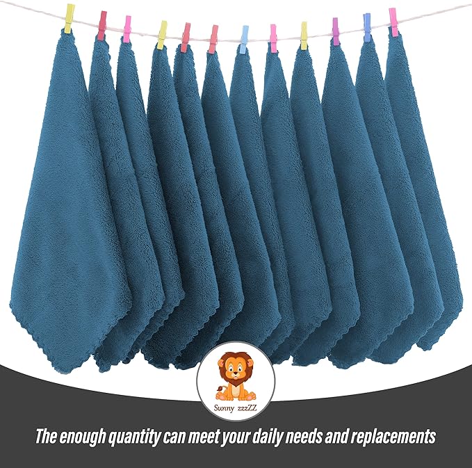 Sunny zzzZZ Ultra Soft 24 Pack Baby Washcloths - 10x10 Inches - Coral Fleece Extra Absorbent Wash Clothes for Babies, Infants and Toddlers - Sensitive Skin and Newborn - Ideal Baby - Ocean Aqua