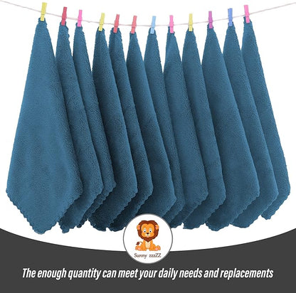 Sunny zzzZZ Ultra Soft 24 Pack Baby Washcloths - 10x10 Inches - Coral Fleece Extra Absorbent Wash Clothes for Babies, Infants and Toddlers - Sensitive Skin and Newborn - Ideal Baby - Ocean Aqua