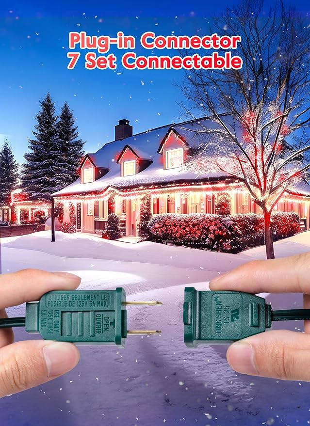 100 Feet Commercia Led Outdoor Christmas Lights, Waterproof C9 Christmas String Lights with 100 C9 Strawberry Bulbs Connectable UL Certified for Roofline Patio Holiday Party Backyard Xmas Decor