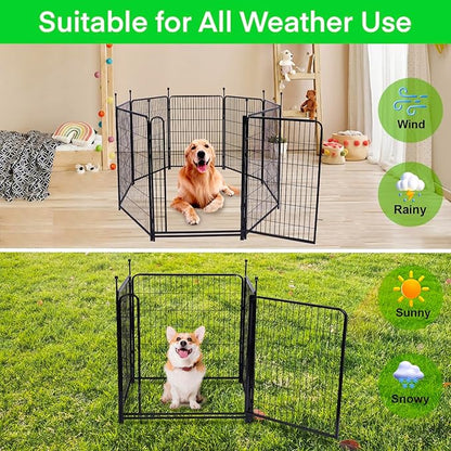 40 in(H) Garden Fence Animal Barrier, 4 Panels Total 8.9 Ft(L) Yard Fence for Dogs，Gate 21 Inches Wide with Low Sills，Animal Barrier Fences, Tall Garden Fence Border, Flower Bed Fencing