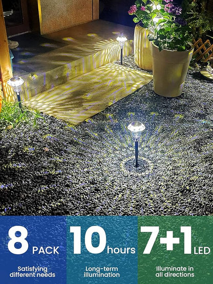 SOLPEX Solar Pathway Lights Garden Decor for Yard, Garden Lights Solar Powered Waterproof Landscape Lighting, Solar Outdoor Lights Porch Decor for Path Walkway Driveway (8 Pack Cold White)