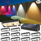 JOFIOS Solar Fence Lights 12 Pack, Warm White, Cool White and RGB Color Glow LED Solar Light, IP65 Waterproof Fence Lights Solar Powered for Patio, Backyard, Railing, Deck and Wall