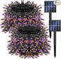 Dazzle Bright 2 Pack Total 400LED 132FT Halloween Solar String Outdoor Lights, 8 Modes Waterproof Halloween Lights for Bedroom Patio Garden Tree Party Yard Decoration (Purple & Orange)