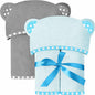 Set of 2 Hooded Baby Towels – Blue and Grey – Luxurious, Large and Super Absorbent – 35 x 35 Inch – Soft and Suitable for Infants, Toddlers and Kids – 400 GSM