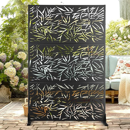72" H47" W Metal Outdoor Privacy Screen - Freestanding, Decorative Fence (3 Panels)