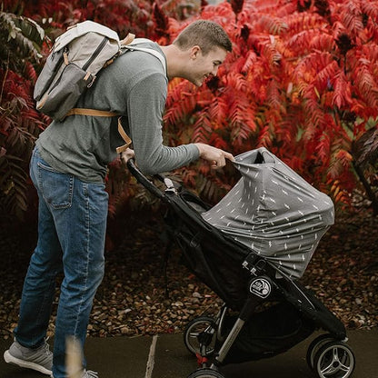 Parker Baby 4 in 1 Car Seat Cover for Girls and Boys - Stretchy Carseat Canopy, Nursing Cover, Grocery Cart Cover, High Chair Cover - Gray
