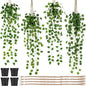 Folmywy 4 Pack Artificial Hanging Plants Vines with Pot Fake Vine Potted Plant Mixed Greenery Leaves Plant Theme Classroom Decoration for Indoor Outdoor Living Room Office Shelf