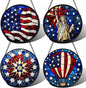 Stained Glass Window Hanging 4 Pcs Set Red Blue Flag Freedom Theme 9.8" - Suncatcher Door Garden Sun Catcher Decor Birthday Christmas for Mom Woman Nana Men Friend