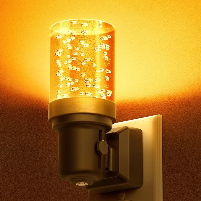 DORESshop LED Night Lights Plug into Wall, Modern Decorative Design Nightlights Plug in, Adjustable Brightness, Dimmable Night Light, Perfect for Adults' Bedroom, Hallway, Bathroom, Amber, 1 Count