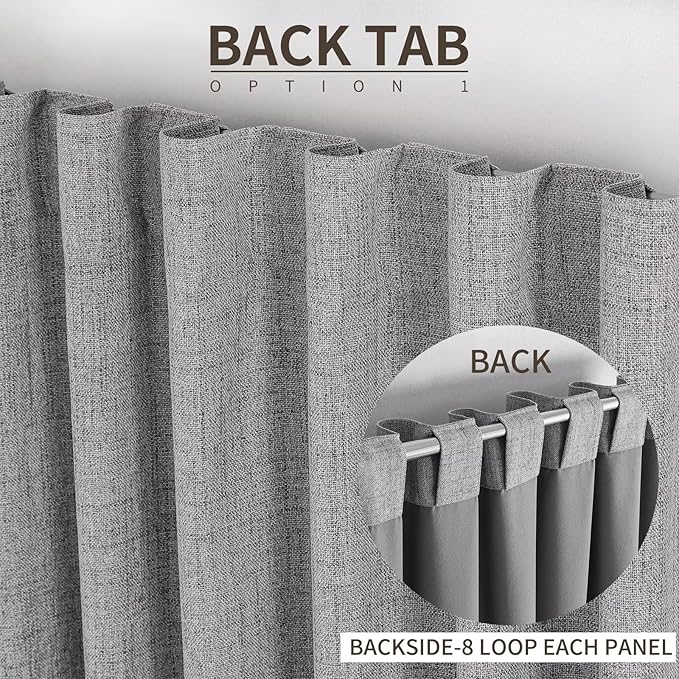 Joydeco 100% Total Blackout Curtains Custom Size for Bedroom Living Room Darkening Long Textured Drapes Thermal Insulated Back Tab & Rod Pocket 1 Panel(Light Grey,Custom Size)