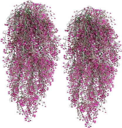 RECUTMS Artificial Hanging Plants Fake Hanging Vines Boston Fern Greenery Hanging Wall Plants for Home Room Garden Wedding Outside Decoration (Fuchsia 4P)