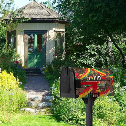 Happy Juneteenth Magnetic Mailbox Cover Large Size African Fist in Black Mailbox Wraps June 19 1865 Post Letter Box Cover for Farmhouse Outdoor Garden Yard Home Decor Oversized 25.5 X 21 Inch