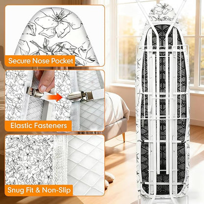 Ironing Board Cover and Pad, 21x54 Extra Large Thick Iron Padding, Scorch &