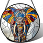 Stained Glass Window Hanging, Colorful Elephant Sun Catcher for Door Home Decor Animal Suncatcher Christmas Mother's Day Birthday Gifts for Women Men Mom and Nana 6.3 in