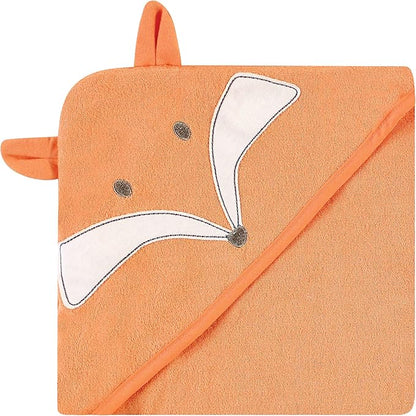 Hudson Baby Unisex Baby Cotton Rich Hooded Towels, Fox, One Size