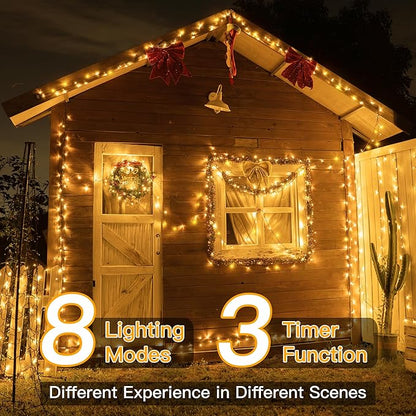 Ollny Christmas Lights, 1000LED 328FT Long Christmas Tree Lights with 8 Modes Remote Timer IP44 Waterproof, Outdoor Christmas Lights for Tree House Yard Outside Xmas Decorations Warm White