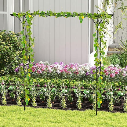 SAFSTAR 81-Inch Garden Arch, Metal Arbor Archway for Climbing Plants, Decorative Lawn Arbor, Heavy-Duty Arch Trellis for Climbing Plants Outdoor Wedding Ceremony Party Backyard