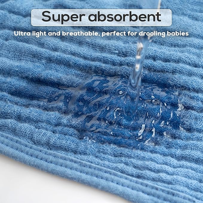 Muslin Hooded Baby Towels for Newborns, 32"x32", 100% Cotton – 6 Layers Super Soft Absorbent Breathable, Baby Bath Towel, Toddler Bath Towel – Pack of 2