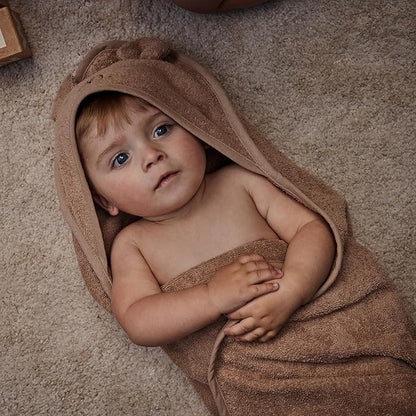 Hooded Baby Towel - 100% Organic Cotton Baby Bath Towels – Baby Towels, Baby Bath Towels for Baby Boy, Baby Girl, 32" x 32" Super-Soft and Absorbent Baby Towels for Newborn (Bear - Natural)