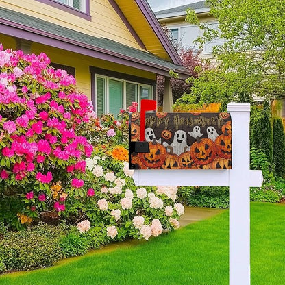 Happy Halloween Mailbox Cover Ghost Mail Box Covers Magnetic Standard Size 21x18 inch Pumpkin Post Letter Box Cover Wrap Outdoor Decor for Garden