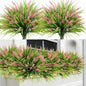 Sggvecsy 12 Bundles Artificial Plants Outdoor Faux Lavender Flowers Fake Monkey Grass UV Resistant Plastic Greenery Plants for Garden Home Porch Window Patio Hanging Planter Indoor Decor(Pink)