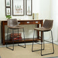 Roundhill Furniture Lotusville Vintage PU Leather Barstools, Antique Brown, Set of 2