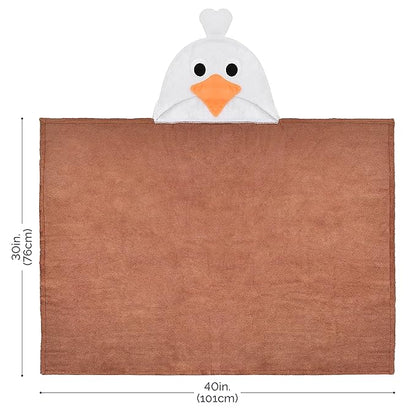 Natemia Premium Hooded Baby Towels - Ultra Soft Baby Bath Towel with Animal Design, Toddler Bath Towel, Newborn Towels for Boys and Girls, Made in Turkey - Brown Eagle