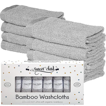 Sweet Child 8-Pack Baby Washcloths -Super Soft Rayon Washcloth, Baby Wash Cloths for Newborn,Infants and Kids, Bath Baby Towels, Body and Face Towel, Face Cloths for Washing Face