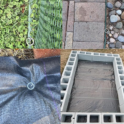 Palmhomee Garden Staples Anti-Rust Galvanized Garden Stakes Circle Top Landscape Pins Ground Cover Fabric Stakes Securing Lawn Fabric Weed Barrier (6 inches - 20 Pieces)