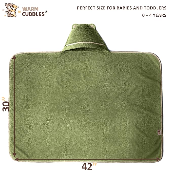 Premium Toddler Towels with Hood - Extra Soft Rayon from Bamboo Toddler Bath Towel (Olive)