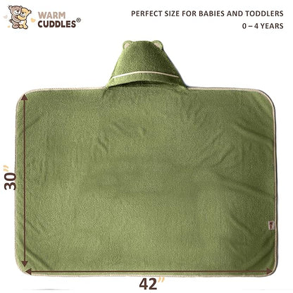 Premium Toddler Towels with Hood - Extra Soft Rayon from Bamboo Toddler Bath Towel (Olive)